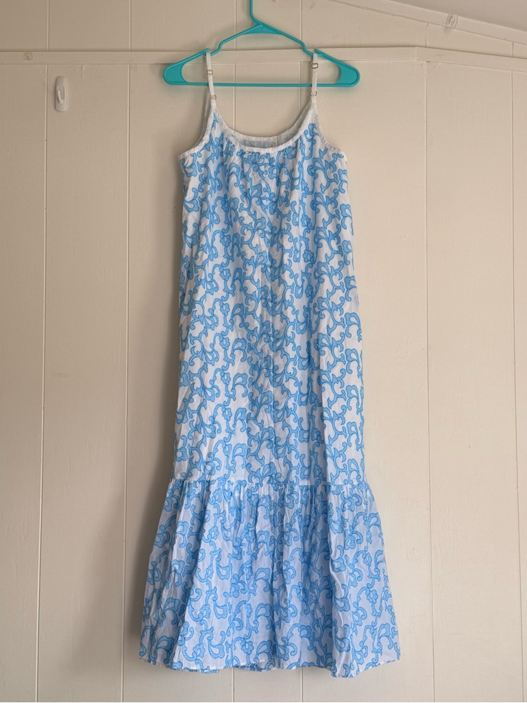 Nwt Lilly Pulitzer Amerie Embroidered Cot In Lunar Blue Flamingle Embroidered